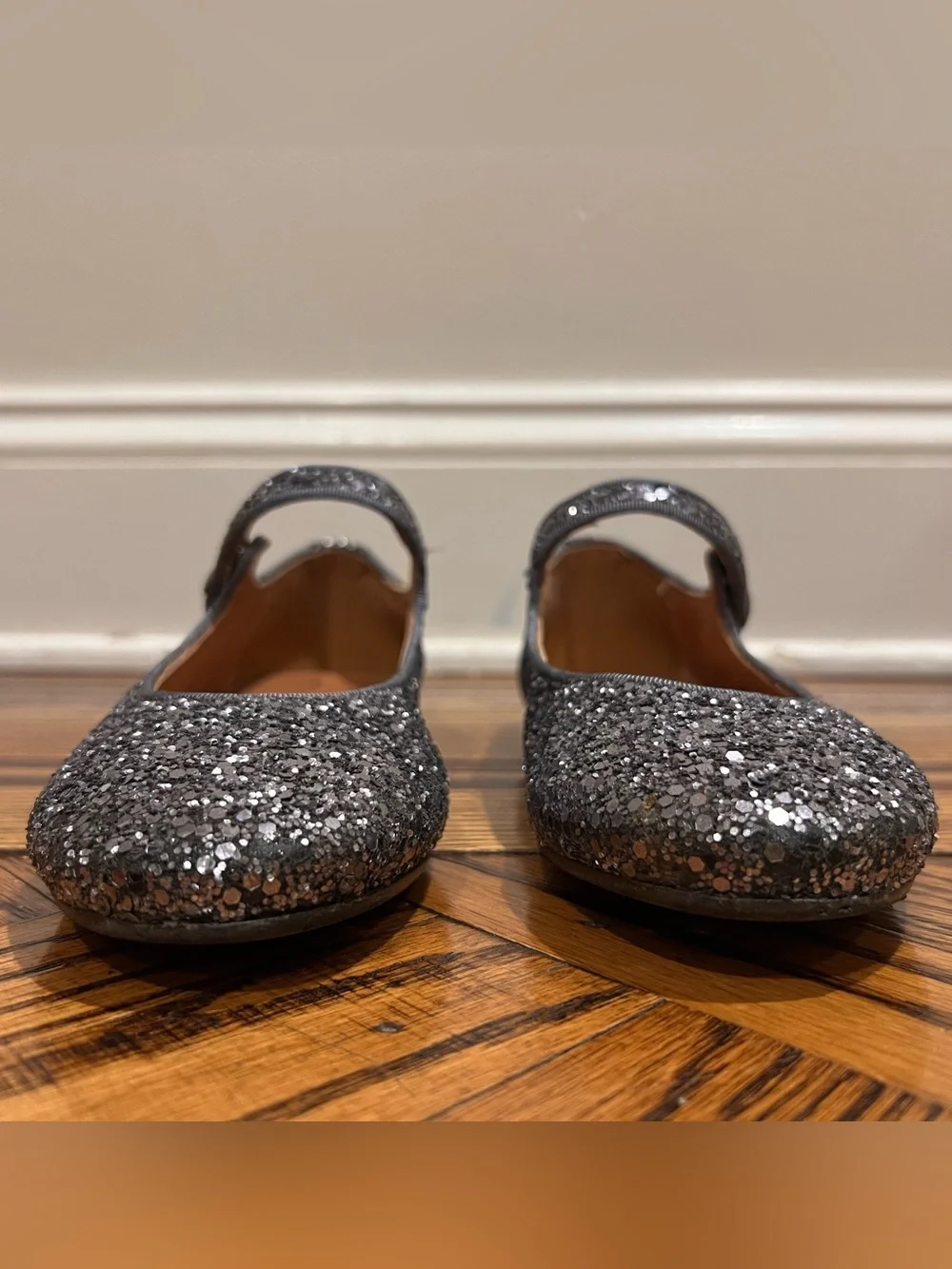 Papanatas Girls Gray Glitter Mary Jane Shoes EU 34 / US 3